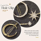 Bartosi Rhinestone Moon Hair Clips Star Hairpins Crystal Decorative Bobby Pins Retro Bride Wedding Hair Pins Side Clip Hair Accessories for Women and Girls (Pack of 3) (Bronze)