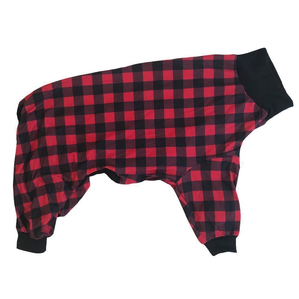 Tooth & Honey Dog Pajamas for Medium Dogs Red Buffalo Plaid Pajamas, Lightweight Pullover Pet Clothes with Full Coverage