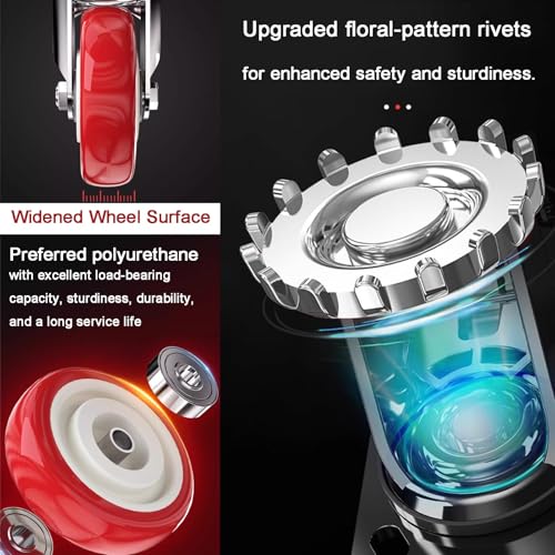 3 inch Heavy Duty Casters Load 2000lbs, Lockable Bearing Plate Caster with Brakes, 360-degree Swivel for Furniture and Workbench Cart, Set of 4 (Includes Complete Screw Set with Accessories)
