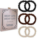 6PCS Silk Hair Ties and Scrunchies for Women & Girls - Black Satin Sleepy Bulk Hair Accessories for Curly, Thick or Thin Hair in Various Sizes