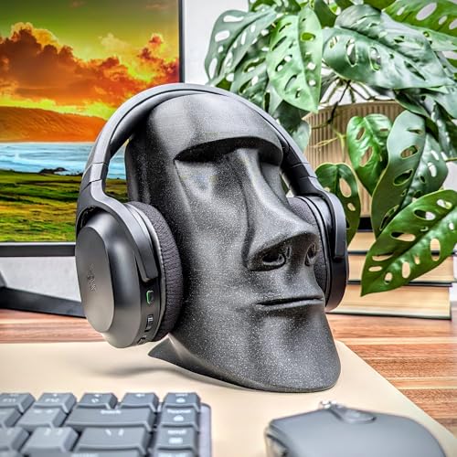 Moai Headphone Stand - Universal Headset Holder - Desk Accessory - Stands and Mounts for Desktop - Gaming Setup - Gamer Accessories (Galaxy Black)