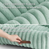 Bedsure Washable Dog Bed for Large Dogs - Cute Furry Puppy Beds, Rectangle Orthopedic Corduroy Fleece Pet Beds with Removable Zipper Cover, 36x27x8inches, Green