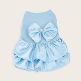 PawPleasure Dog Dress Pet Wedding Dress Princess Puppy Birthday Party Outfit Formal Apparel Girl for Small Medium Dogs Cats (Light Blue, Large)