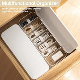 Cable Organizer Storage Box with 7 Wire Ties,Desktop Cable Management Box with Lid,Power Cord Organizer with 7 Compartments for Office,Home,Desk Accessories Storage Stationery Supplies White
