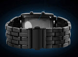 Reginald Fashion Mens Binary Sports Watch Digital LED Matrix Waterproof Outdoor Casual Black Bracelet Blue Backlit Men's Square Watch (Black)