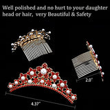 ANBALA Small Tiara Crown with Hair Comb, 3 Pack Mini Tiara Crown Princess Crystal Shiny Hair Accessories for 2 3 4 5 6 7 8 10 Years Girls Hair Dectoration Styling Cute Hair Accessories