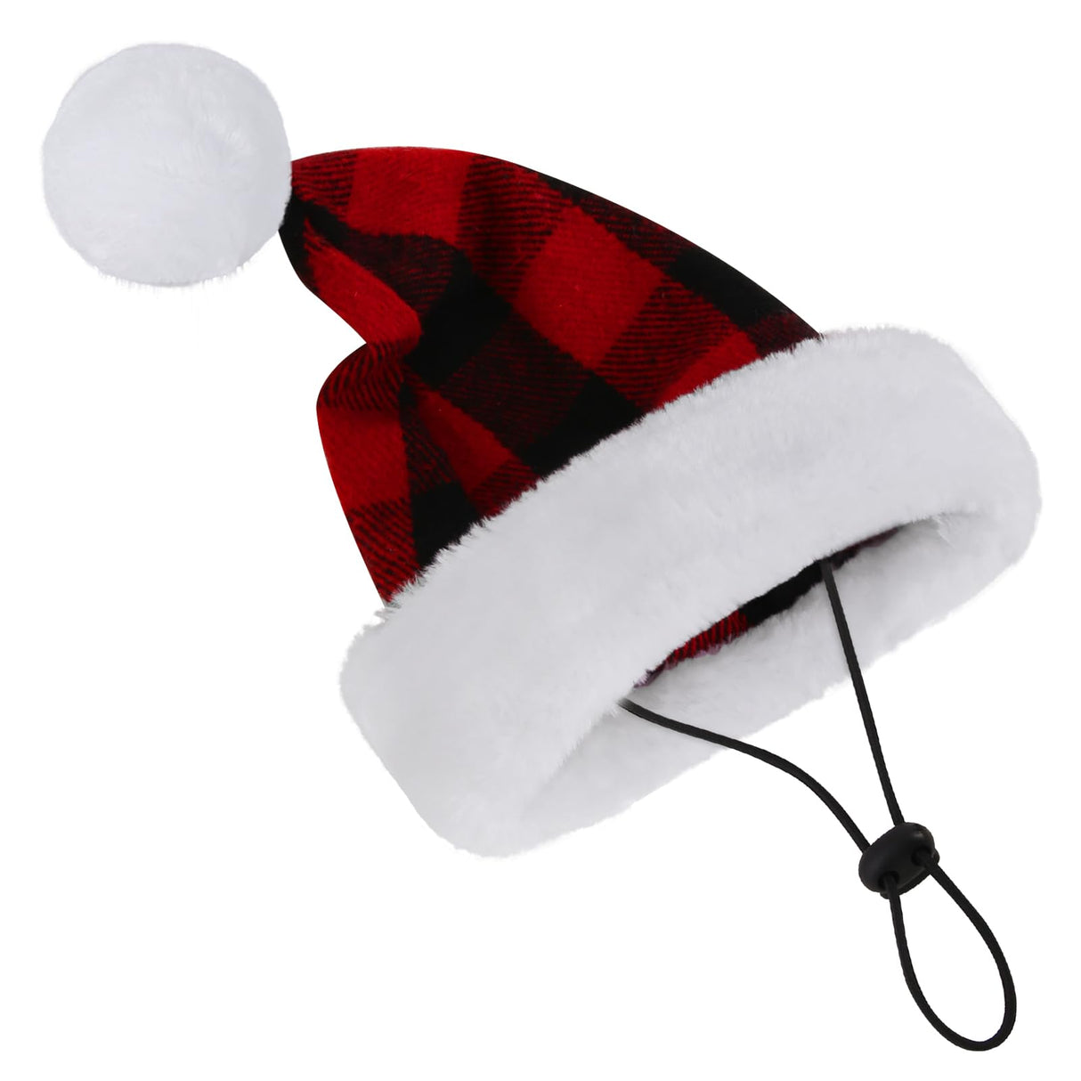 Queenmore Dog Christmas Hat, Dog Santa Hats for Large Dogs, Pet Soft Plush Santa Clause Hats for Cats, Funny Festive Xmas Costume Headwear for Small Medium Large Dogs with Adjustable Band, L Red