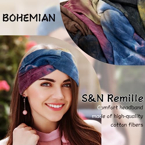 S&N Remille Wide Boho Headbands for Women Extra Large Turban Headband Hairband Hair Twisted Knot Accessories 3 Pack