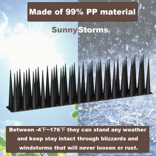 Bird Spikes 4 Inch High， Pigeon Outdoor Deterrent Spikes, Used to Keep Cats Small to Medium Sized Birds Away. Bird Plastic Fence Spikes for Railing and Roof.Away Covers 10.7 Feet(325cm), Black