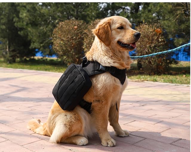 GooCare x Jumahe Dog Hiking Backpack for Large/Giant Dogs – 2 Spacious Side Bags, Breathable Waterproof Fabric, Fits Chest 30"-40" (85-120 lbs), 5 Adjustable Buckles, Outdoor Travel Vest, Black