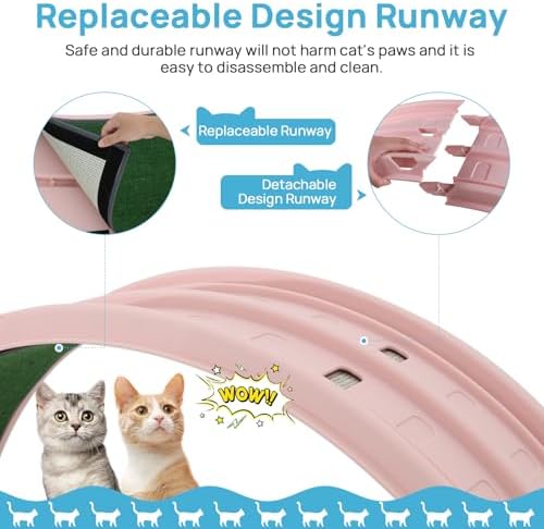 Cat Exercise Wheel, 47.2" Cat Treadmill, Carpeted Runway, Easy to Install, Suitable for Most Cats