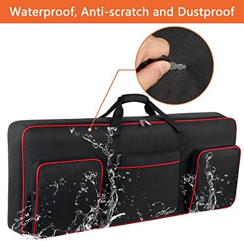 SNIGJAT 61 Key Keyboard Case Soft, Full Padded Piano Case with Handles and Adjustable Shoulder Straps, Waterproof Piano Keyboard Carrying Case with 3 Pockets for Accessories (Size: 39.5"x15.8"x4.8")