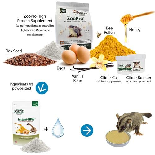 Instant-HPW - All Natural Vitamin Enriched Sugar Glider Food - Healthy & Nutritious - High Protein Wombaroo - Staple Diet (1 lb)