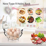 Stackable Egg Steamer Rack Trivet 9 holes with Heat Resistant Handles for Instant Pot Accessories Stainless Steel Egg Assit fits 6qt 8qt Pressure Cooker(9 Holes Handle Set)