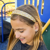 FROG SAC Glitter Headbands for Girls, Gold, Hair Accessories for Little Girl, Sparkly Wide Yellow Hair Band for Kids, Cute Alice Headband for Toddler Children, Thick Sparkle Bling Hairband