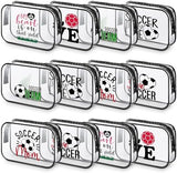 Abbylike 12 Pcs 7 x 4.7 x 2.4'' Soccer Theme Cosmetic Bag Soccer Gifts Accessories for Makeup Clear PVC Soccer Case Toiletry Zipper Pouch for Women Travel Vacation