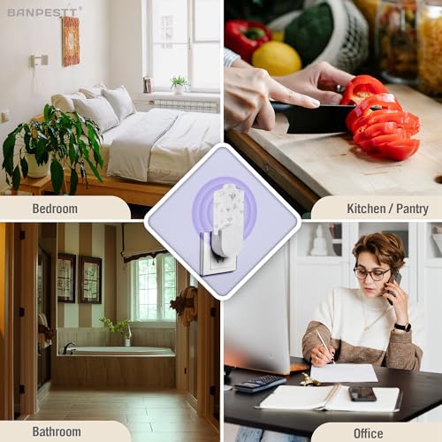 [2-Pack] BANPESTT Indoor Flying Insect Trap, Gnat Trap, Mosquito Trap, Moth Trap, Fruit Fly Traps for Indoors Plug in with 6 Refill Glue Boards (White)