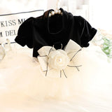 AZA Dog Wedding Dresses for Small Dogs Skirt Lolita Puppy Clothes Princess Costume Pet Girl Cat Cute Bow Lace Coat Outfits Summer Costumes (XL,Black-White)