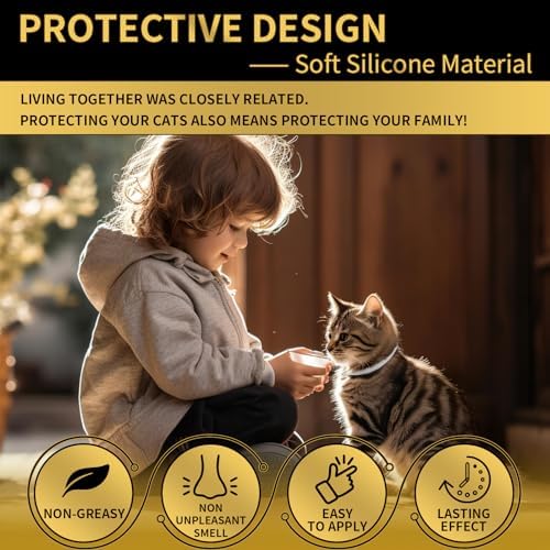 4 Pack Flea Collar for Cats, 32 Months Flea and Tick Prevention for Cats, Waterproof Cat Flea Collar, Cat Flea and Tick Treatment, Adjustable Flea and Tick Collar for Cats Kittens-Black&Gray