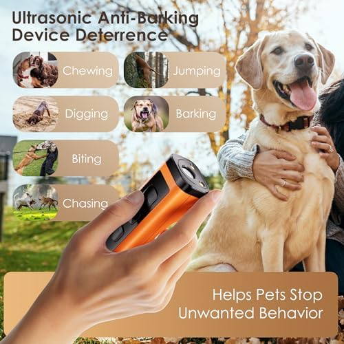 2 Pack Dog Bark Deterrent Deters，Barks no More Dog Training Device(Own Or Neighbour'S Dog), Long Range Ultrasonic 50ft, Alternative to Painful Dog Training Collars and Bark Collars