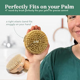 Bare Botanics Dry Body Brush for Lymphatic Drainage - Improve Circulation w/Gentle Exfoliation for Soft Skin - Ergonomically Designed w/Elastic Strap - Soft but Firm Natural Boar Bristles