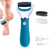Foot Scrubber Electric Callus Remover Rechargeable Foot File Hard Skin Remover Pedicure Tools Electronic Callus kit for Cracked Heels and Dead Skin with 2 Roller Heads, Blue