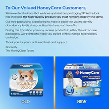 Load image into Gallery viewer, Honey Care All-Absorb, Small 17.5" x 23.5", 120 Count, Dog and Puppy Training Pads, Ultra Absorbent and Odor Eliminating, Leak-Proof 5-Layer Potty Training Pads with Quick-Dry Surface, Blue, A05
