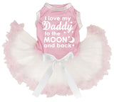 Petitebella I Love My Daddy to The Moon and Back Puppy Dog Dress (Pink/Beige, X-Small)