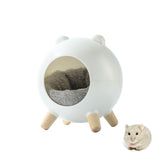 TUTU&LELE Hamster Hideout, Tiny House Hideout and Habitat, Space Elf Hiding Nest, Durable Hamster Bed with Round Thick Plush Pads, for Mice, Gerbils,Hamsters to Play, Sleep and Rest (White)