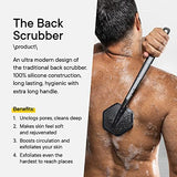 Tooletries - Silicone Back Scrubber - Exfoliating Shower Brush, Back Washer for Men, Durable Back Brush with Long Handle - Long Lasting Bath & Shower Accessories - Charcoal