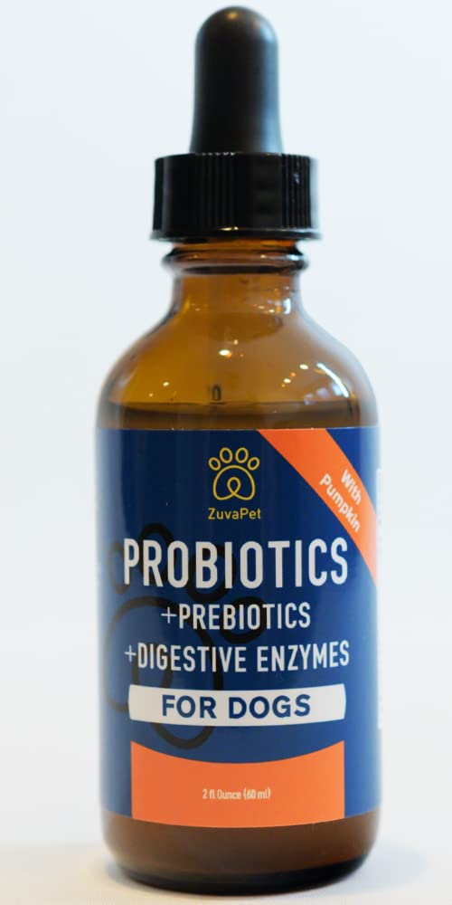 ZuvaPet Probiotics for Dogs - Dog Probiotics for Diarrhea - Natural Digestive Enzymes for Upset Stomach Relief + Gas, Constipation Health & Itch Relief - Prebiotic Pet Supplies - 120 Servings