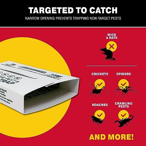 Catchmaster Crawling Pest & Insect Glue Traps 12-Count (3 Packs of 4), Insect Traps Indoor for Home, Pest Control Tray for Spiders, Crickets & Roaches