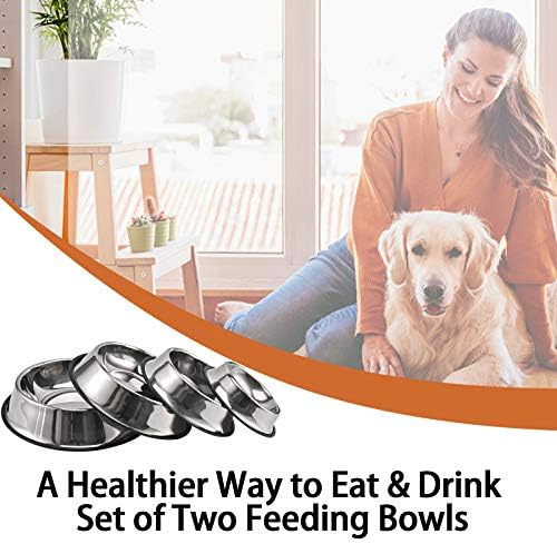 2Packs Stainless Steel Dog Bowl with Anti-Skid Rubber Base for Small/Medium/Large Pet, Perfect Dish, Pets Feeder Bowl and Water Bowl Perfect Choice for Dog Puppy Cat and Kitten (40oz)