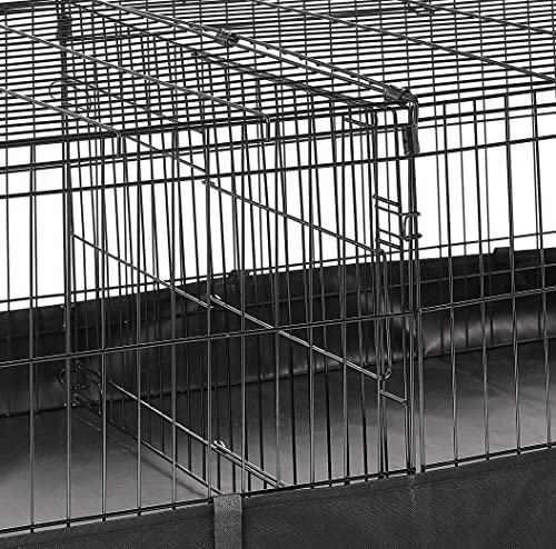 Amazon Basics Leakproof Canvas Bottom Guinea Pig Cage, Easy to Clean Small Animal Habitat with Divider Set, Indoor/Outdoor, Portable, No Tools Needed, 47.6"L x 24.2"W x 14"H, Black