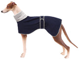 Greyhounds Lurchers Whippets Dog Coats with Reflective Stripe Dog Winter Coat Jacket Fleece Adjustable Band - Navy - S