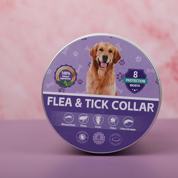 4 Pack Flea Collar for Dogs, Adjustable Flea & Tick Prevention Collars with Comb for Small Medium and Large Dog, Waterproof Flea Control Collar Safe for All Breeds, 25 inch