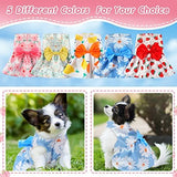 5 Pieces Dog Clothes Girl Dog Dresses Floral Puppy Dresses Pet Cat Princess Bowknot Clothes Cute Puppy Summer Outfits for Yorkie Female Cat Pets, 5 Styles(Cute Style,Medium)