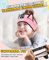 Kids Headphones, Headband Headphones for Children Baby & Toddlers, Bluetooth Toddler Headphones Wireless and Wired Playback 3.5 MM Jack for School, Stretchy & Comfy Travel Accessories