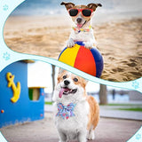 Reginary 100 Pieces Dog Bow Tie Collar Set Include 40 Dog Neckties, and 30 Puppy Bowties, 30 Collar Flowers, Adjustable Pet Ties Grooming for Small Medium Cats Pets Supply(Ocean)