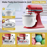 Ice Cream Attachment for Kitchenaid,Fits KitchenAid 4.5-5QT/5.5-6 Quart Stand Mixers,Mixer Accessories,Makes 2 Quarts of Frozen Yogurt,Ice Cream and Sorbet by KOYOEY