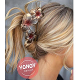 6Pcs Flower Hair Clips for Women,Non-Slip Matte Flower Hair Clips for Women,Hawaiian Hair Flower Clip Large Plumeria Hair Clip Banana Cute Clip Beach Hair Accessories (Pearlescent color)
