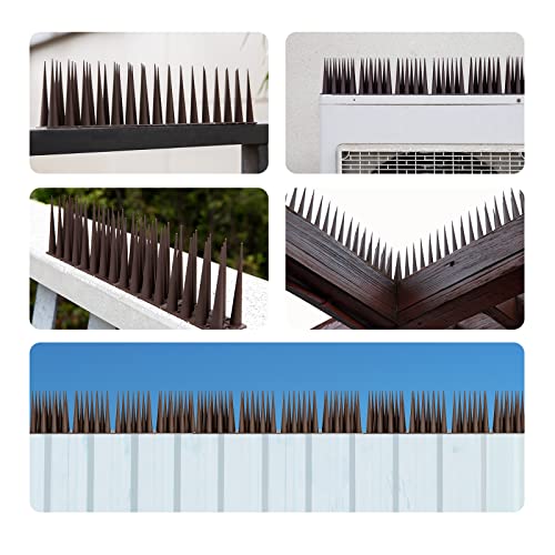 OFFO Bird Spikes Pigeon Outdoor Deterrent Spikes for Cat Keep Birds Raccoon Woodpecker Away Covers 8 Feet(244cm), Brown