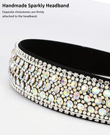 Wecoe Silver Rhinestone Headband for Women and Girls, Colorful Bling Sparkly Crystal Diamond Hair Band, Formal Hair Accessories for Holiday Birthday Gift