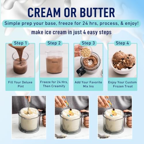 Ninja Star Creami Pints and Lids - 4 pack of 24 oz with accessories - Creami Deluxe Pints Compatible with NC500 Series Ice Cream Maker | Assorted Colors, BPA-Free
