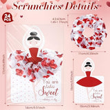 Lyrow 24 Sets Valentine's Day Scrunchies Ballerina Valentines Cards with Hair Accessories Red Gilding Headband Gymnastics Hair Ties Ballet Dancer Exchange Gifts for Girls Party Favors