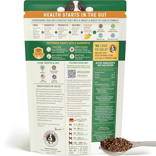 Perfect Poop Digestion & General Health Supplement for Dogs: Fiber, Prebiotics, Probiotics & Enzymes Relieves Digestive Conditions, Optimizes Stool, and Improves Health (Cheddar Cheese, 30.0)