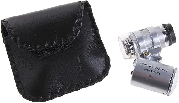 Microscope Accessories Kit 60x Handheld Mini Pocket Microscope Loupe LED Light Microscope Slides