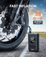 Tire Inflator Portable Air Compressor-ZGZUXO 150PSI Cordless Air Pump for Car Tires with Pressure Gauge LED Light, Electric Bike Tire Pump for Car Motorcycle Bicycle Ball, Bike Accessories