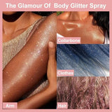 Boko Body Glitter Spray, 60ML Holographic Silver Glitter Spray for Body Hair Clothes, Quick-Drying and Long-Lasting Glitter Hairspray Body Shiny Spray for Mardi Gras Concert Party Rave Accessories