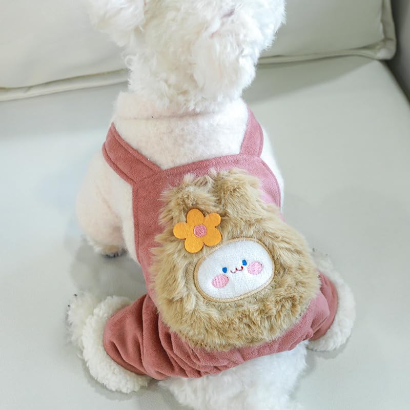 Dog Winter Warm Denim Jumpsuit Puppy Wool Lining Sweater Shirt Jeans Overalls Dog Stylish Cute One-Piece Outfit Pet Comfortable Soft Clothes Costume for Small Dogs